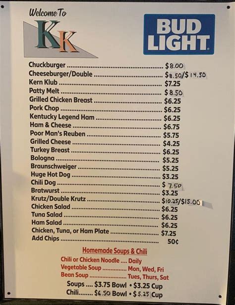 kern's korner menu